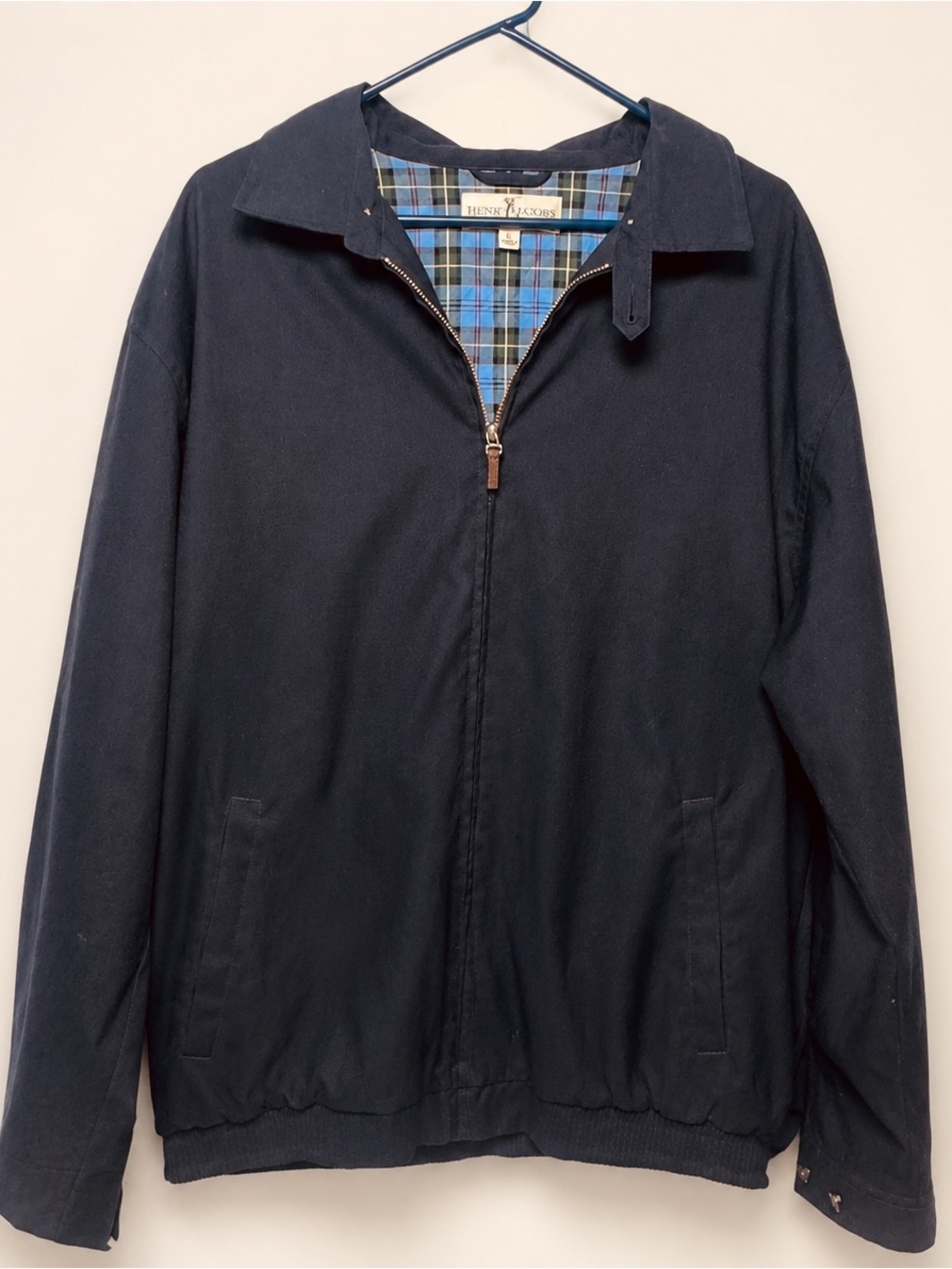 Fairway & Greene Navy Full Zip Golf Jacket XL Plaid Cotton Lined